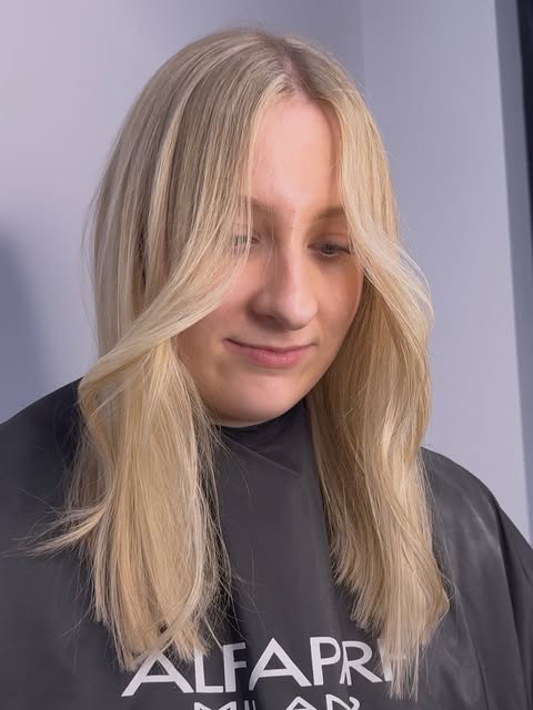 Creamy blonde with a soft face frame